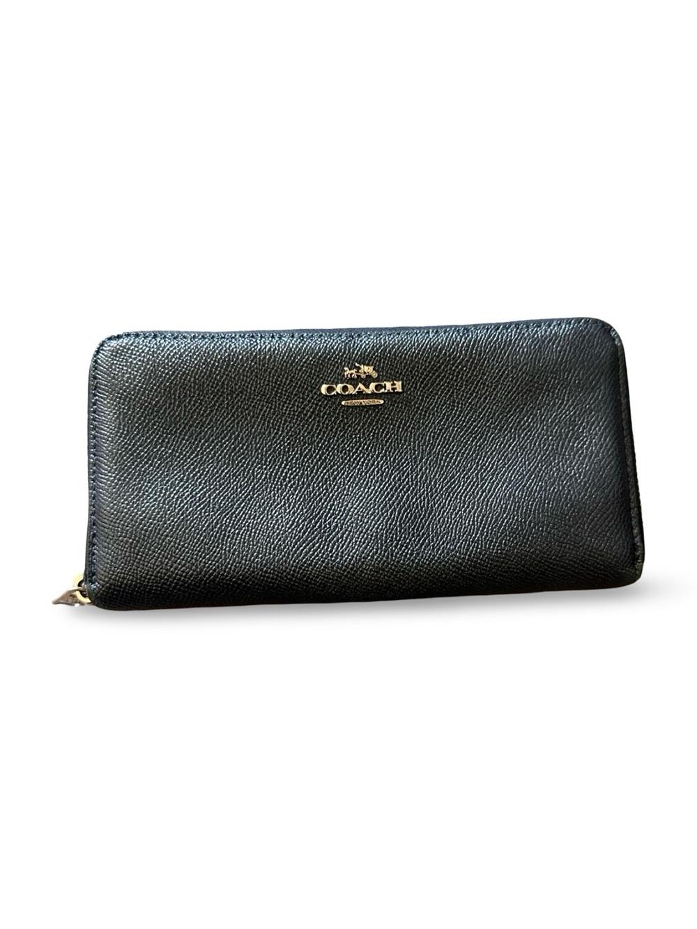 Coach Black Leather Zip-Around Key & Card Holder